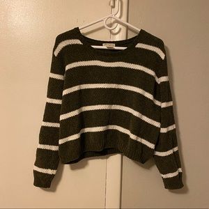 Cropped green striped sweater